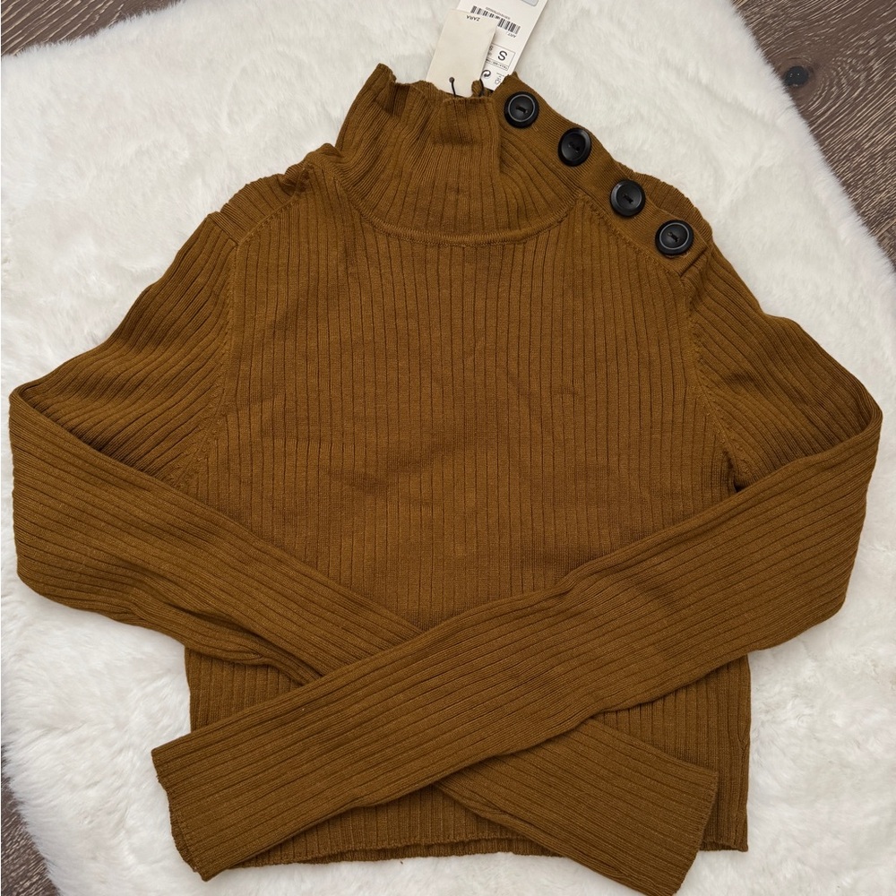 Zara Turtleneck Knit Crop Top size S NWT